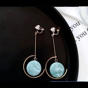 ❤NEW CLIP ON fashion marble disc earrings